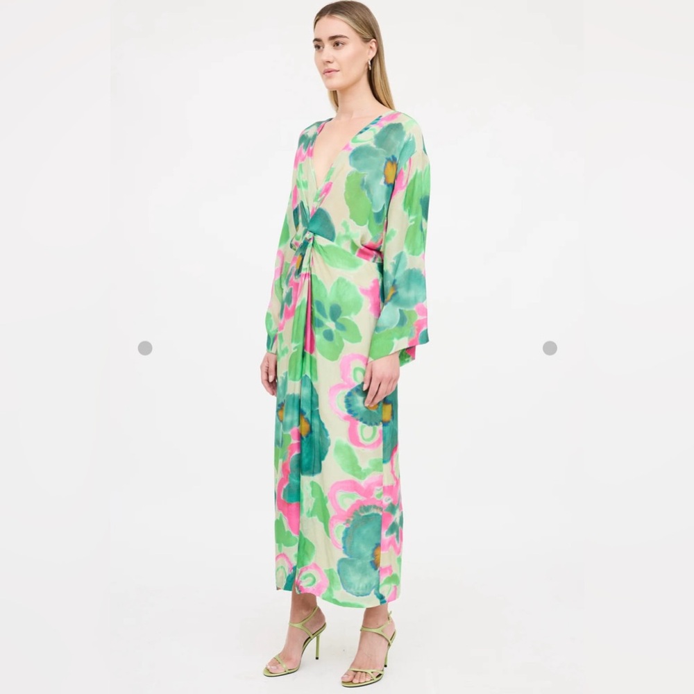 Smythe Green and Pink Floral Midi Dress